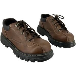 Vtg Y2K Men's 9 State Street Brown Chunky Lug Sole Platform Oxfords Dress Shoes